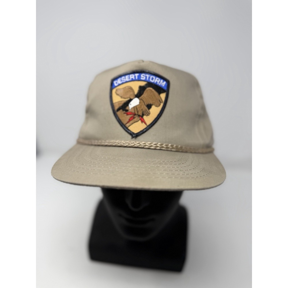 Vintage Desert Storm Tan Rope Hat Speedway Size Fits All‎ Patch Cap